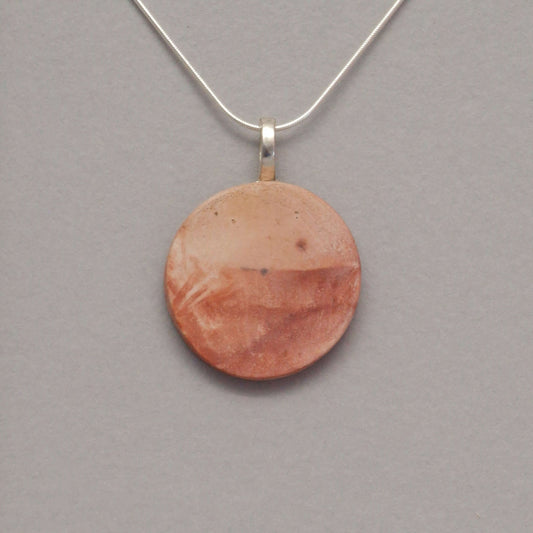 Smoke fired pendant - pink and peach coloured pendant on a silver necklace