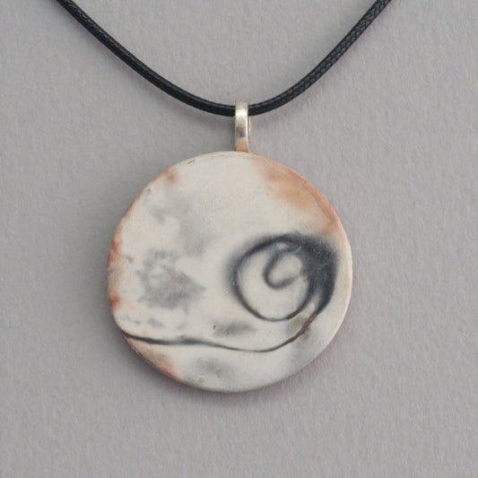 Smoke fired ceramic pendant