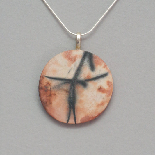 Smoke fired ceramic pendant