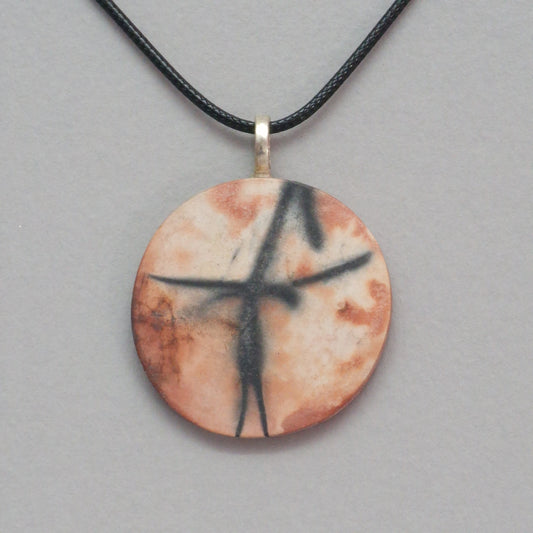 Smoke fired ceramic pendant